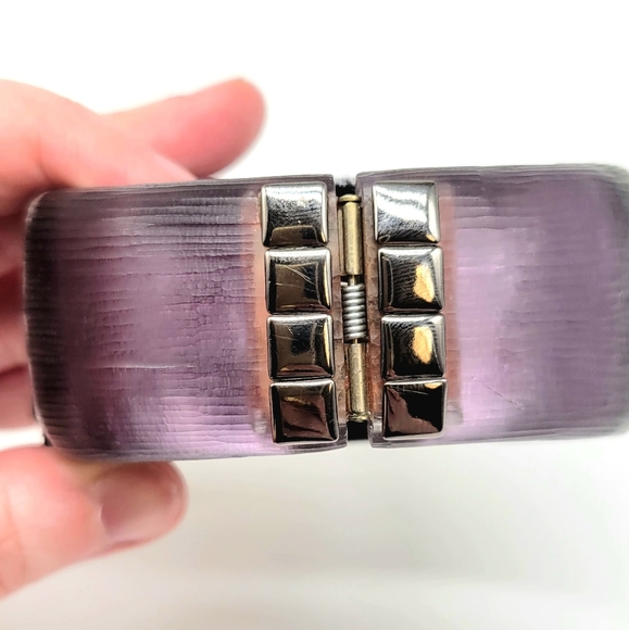 Alexis Bittar RARE, HUGE, WIDE Purple Lucite with Diamond Swarovski Crystals - Picture 11 of 13